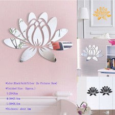 Pegatina de pared con espejo 3D arte floral acrílico mural calcomanía extraíble decoración de habitación del hogar