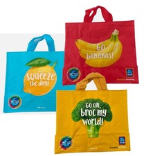 PACK TRIPLE ALDI 3x Bolsas de Compras Rojas, Amarillas, Azules NUEVAS