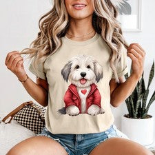Linda Camiseta Perro Mujer Adorable Amante de los Cachorros Divertida Dibujos Animados Regalo de Cumpleaños