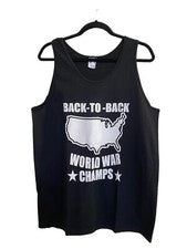 Camiseta sin mangas negra Back To Back Campeones de la Guerra Mundial talla grande esposa batidora NUEVA