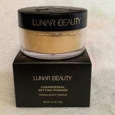 Polvo de ajuste LUNAR BEAUTY Lunarversal translúcido medio 0,71 oz tamaño completo nuevo en caja