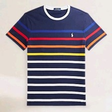 NUEVO CON ETIQUETAS Polo Ralph Lauren Calce Clásico Rayas Arco Iris Jersey Camiseta Para Hombres Talla S