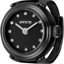Anillo de reloj para mujer Invicta mini ángel caja de acero inoxidable esfera negra 4484