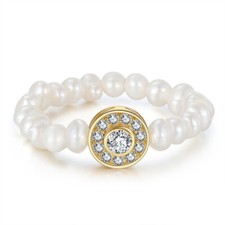 Anillo Elástico 51 - 58 Cuentas Barrocas Elástico Plata 925 Mujer Niña