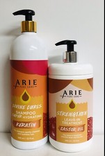 Arie Pure Care ~ Champú de queratina y tratamiento sin enjuague de aceite de ricino 32 fl oz cada uno