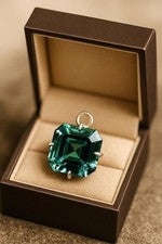 Colgante de piedras preciosas de plata maciza 925 corte Asscher zafiro verde natural 24 quilates A++