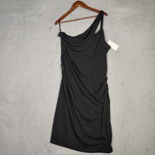 Vestido Grace Karin Midi Para Mujer 2XL Negro Un Hombro Elastizado Acanalado Bodycon Nuevo con Etiquetas