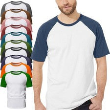 Camiseta para Hombres Raglán Manga Corta POLT Contraste Béisbol 100% Algodón Nueva Camiseta Top