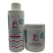 Champú y mascarilla capilar Bloom Mango kit de cuidado capilar de 2 pasos sin sulfatos 32 oz