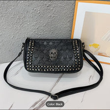 Bolso de Hombro Mujer Gótico Calavera - Negro Remache Bandolera Hobo Mensajero Bolso de Mano