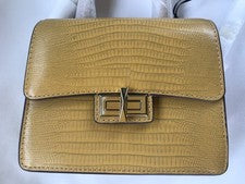 DKNY Jojo Mini Cartera de Cuero Amarillo Bandolera Bolso de Mano Cartera 7”x5.5”x2.5” Nuevo con Etiquetas