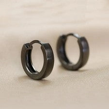 Pendientes plegables criollos de plata de ley 925 cepillados negros para mujer y hombre
