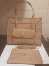 Bolso de mano para mujer Bolso de trabajo Bandolera Cuero PU Medio Hombro Rosa.