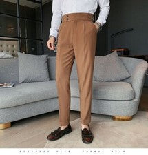 Moda Pantalones Para Hombre Negocios Cintura Alta Pantalones Rectos Negocios Informales Formales