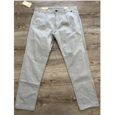 Pantalones chinos cónicos plisados Selected Homme Heritage para hombre 36x32 gris popelina nuevos con etiquetas