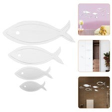 Juego de pegatinas de pared espejo acrílico peces pegatinas de pared 3D para decoración del hogar