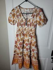 Vestido ajustado manga corta para mujer con diseño floral talla pequeña nuevo con etiquetas talla 4/6 Cuqy