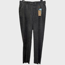Pantalones de vestir plisados italianos Linea Naturale para hombre 34R grises sin dobladillo nuevos Italia