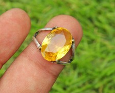 Hermoso anillo de joyería de plata de ley 925 hecho a mano con piedras preciosas de citrino ZM-10