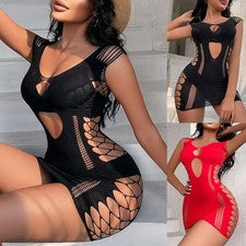Nuevo vestido de red para mujer vestido ahuecar ropa de club minivestido