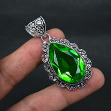Piedra preciosa de peridoto hecha a mano 925 joyería de plata esterlina colga...