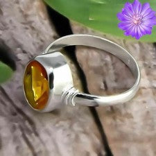 Anillo de plata esterlina 925 con piedras preciosas de citrino amarillo hecho a mano anillo de joyería para regalo
