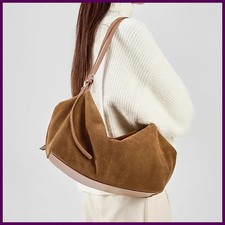 Bolso Bandolera de Hombro de Cuero Genuino para Mujer Gamuza Cuero de Vaca de Lujo