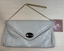 Bolso sin asas de cuero crema Morris Moskowitz nuevo con etiquetas Bolso de hombro cadena dorada