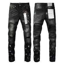2025 ¡Nuevos vaqueros de tinta salpicada de moda para hombre marca púrpura!