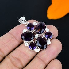 Colgante de joyería de plata esterlina 925 hecho a mano de piedras...