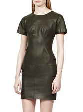 Vestido de cuero de cordero 100 % genuino de piel de cordero suave alta para mujer y niña