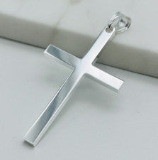 Colgante Cruz Lisa Grande Plata de Ley 925 Sólida Solo 26mmx43mm NUEVO