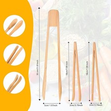 Juego de pinzas de cocina de madera 6 piezas utensilios rectos y curvos para cocina