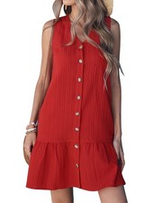 "Vestido de mujer con cuello en V, monocromático, corte holgado, sin mangas, Modis1431"