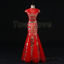 Vestido bordado para mujer cola de pez Cheongsam boda baile calce ajustado moda
