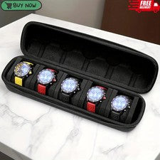 Estuche de reloj de viaje organizador de rollos de 5 ranuras carcasa rígida caja de almacenamiento bolsa de exhibición
