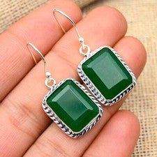 Increíble pendiente de joyería de plata de ley 925 hecho a mano con piedras preciosas de ónix verde