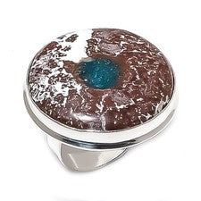 Anillo de joyería de plata de ley 925 hecho a mano con piedras preciosas de caballo salvaje tamaño 8,5 i267