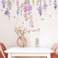 Pegatina de pared floral de plantas mariposas arte hágalo usted mismo calcomanía hogar sala decoración