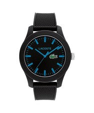 RELOJ LACOSTE 2010791 12.12 NEGRO CON ESFERA AZUL CORREA DE SILICONA NEGRA PARA HOMBRES
