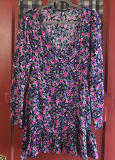 Mini Vestido Largo Floral Multicolor Negro Rosa Para Mujer Zara Clásico Talla S Nuevo Sin Etiquetas