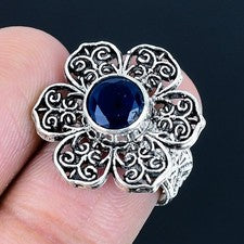 Anillo de joyería de plata esterlina 925 hecho a mano con piedras preciosas d...