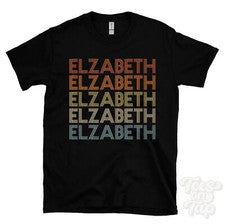 CAMISETA ELZABETH ESTILO RETRO REPETIDO Hombre y Mujer Novedad Genial Nombre Regalo