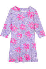 Vestido para mujer - Vestido estampado rosa púrpura - Vestido camiseta - XL - Jersey algodón