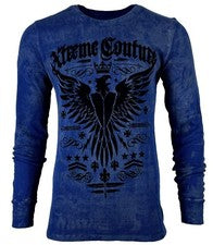 Camisa térmica para hombre Xtreme Couture by Affliction INTENSIDAD motociclista MMA azul marino.