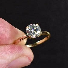 Anillo de compromiso solitario de diamantes de 1,60 quilates anillo de boda para mujer acabado en oro amarillo plata