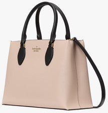 Bolso Cartera Kate Spade Rae Cálido Beige Negro Borde Saffiano KK992 NUEVO CON ETIQUETAS Cartera $399 F