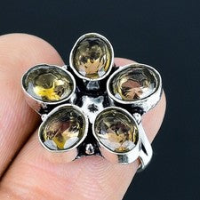 Anillo de joyería de plata esterlina 925 hecho a mano con piedras preciosas d...
