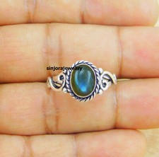 Anillo de regalo hecho a mano con piedras preciosas de labradorita 925 talla 5 a 10 de EE. UU.