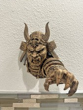 Samurai Oni Demonio Montaje en Pared Gótico Horror Alcance a Mano Decoración Máscara Japonesa 9”